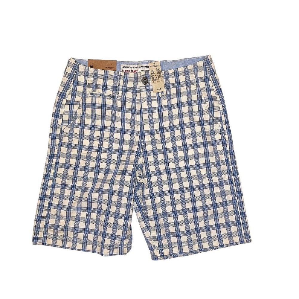 NWT Men's AMERICAN EAGLE  Blue Plaid Shorts 30